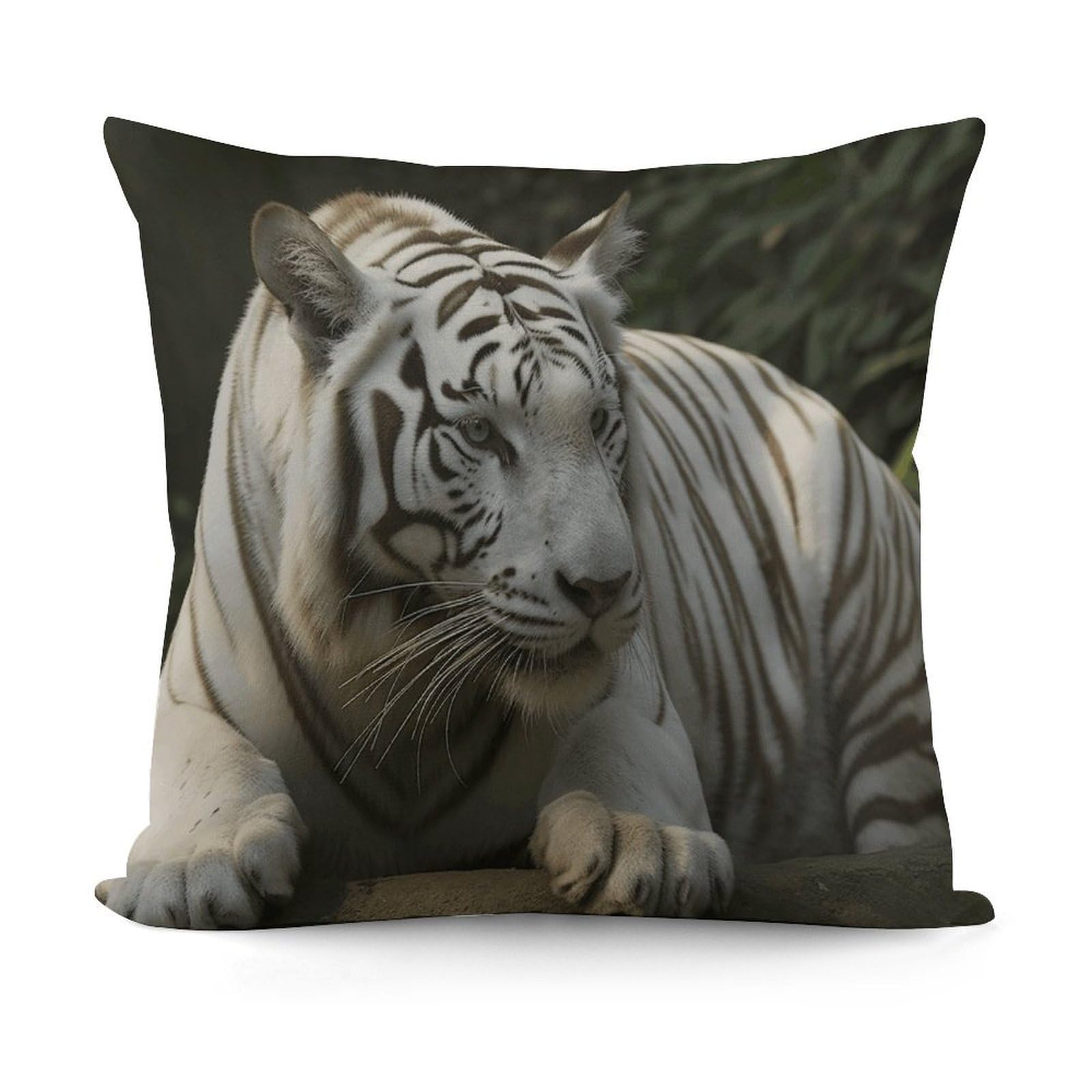 VstaDank Decorative White Bengal Tiger Throw Pillow Covers Luxury Soft Pillowcases Fluffy Plush Accent Pillow Cases Personalized Square Lumbar Pillows Shells for All Seasons 18" X 18"