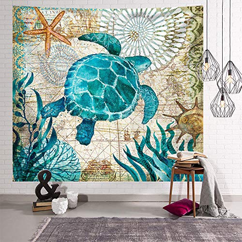YYZCM Tapisserie Hippie Bohémien Tapisserie Tortue de mer Tapis de Yoga, séparateurs de pièce, décorations de plafond-L/148cmx200cm Cover