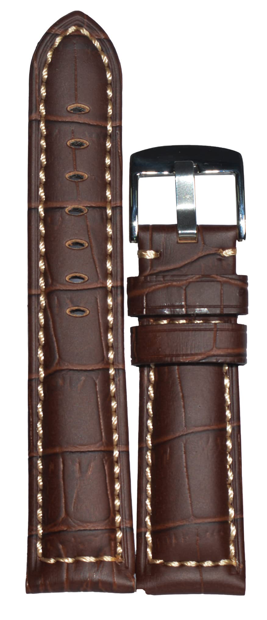 SURU® 20mm Padded White Nylon Stitch Ogive Tip Leather Watch Strap/Watch Band for Men Women (Colour - Brown/Width Size -20mm) D6289 (B0C1P1JV4J) Amazon Price History, Amazon Price Tracker