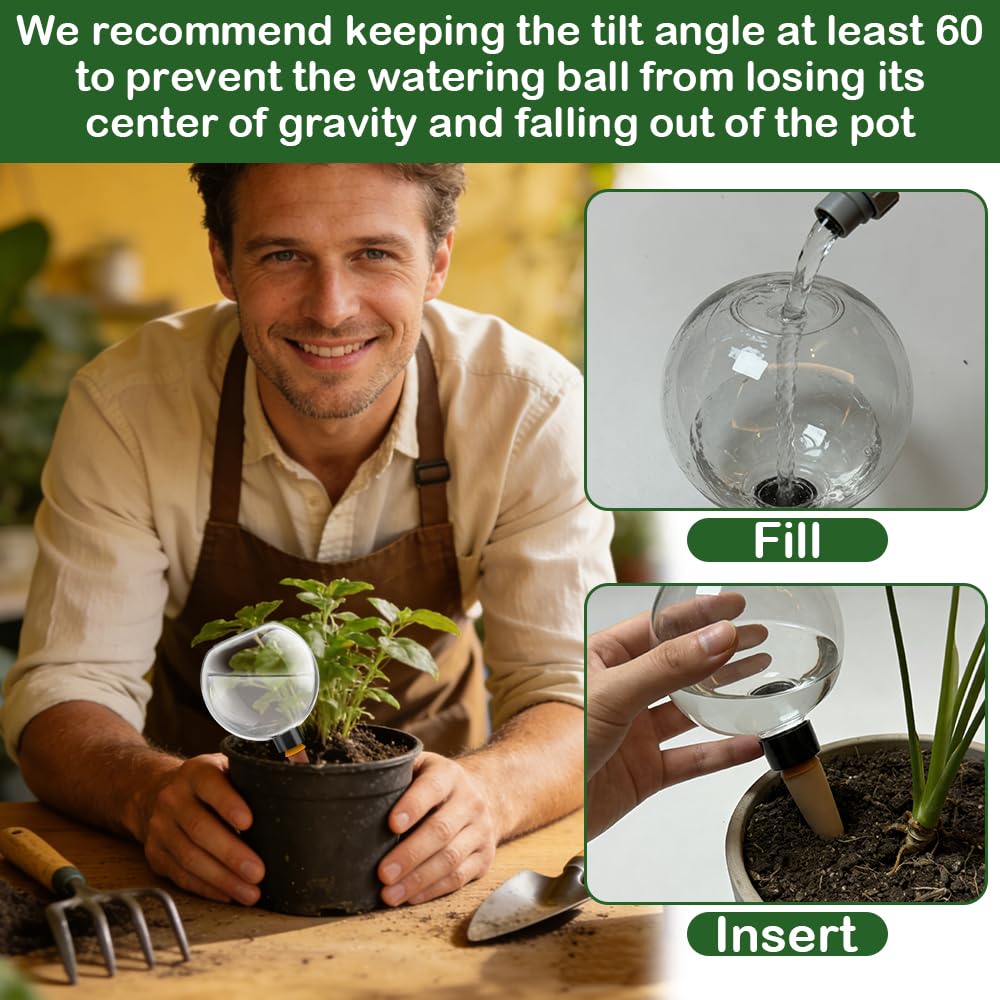 Lot de 4 Boules D'Irrigation pour Plant, 500ML Riego Automático para Plantas, Bolas de Agua para Plantas, Flores y Jardín, Ideales para Vacaciones, Polipropileno, Cono de Arcilla Transpirable