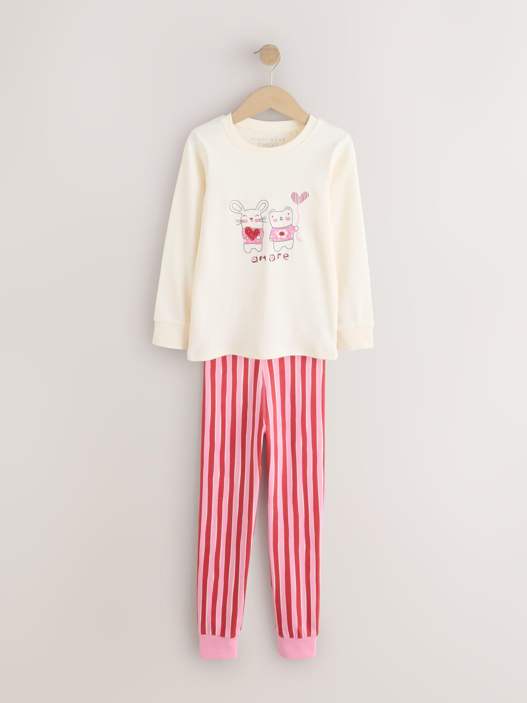 NEXT Mädchen 3er-Pack Schlafanzüge mit Print Pink/Red Galentines Numeric_86-Numeric_92