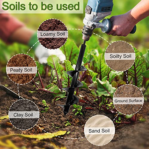 Nungt 3Pcs Auger Drill Bit Set For Planting, Bulb Planting Auger For Drill, Garden Auger Spiral Drill Bit, Auger Umbrella Or Post Hole Digger For 3/8 Inch Hex Drive Drill #TOP3