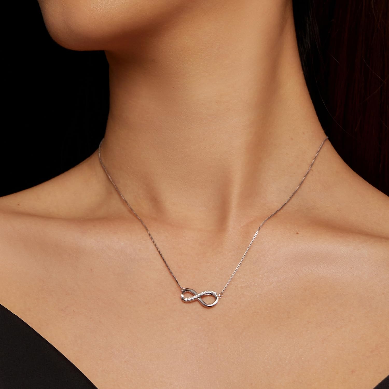 Infinity Halsketten 925 Sterling Silber Halskette Liebesanhänger weiß plattiert Diamant Damen Halskette