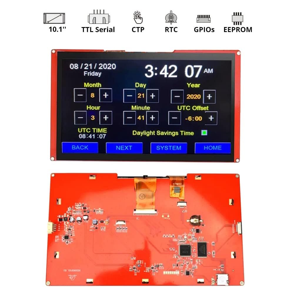 Digitalkey Pantalla HMI Nextion de 10,1", NX1060P101-011C-I, táctil LCD-TFT capacitiva de 1024 x 600, ampliamente utilizada en vehículos e impresoras 3D.