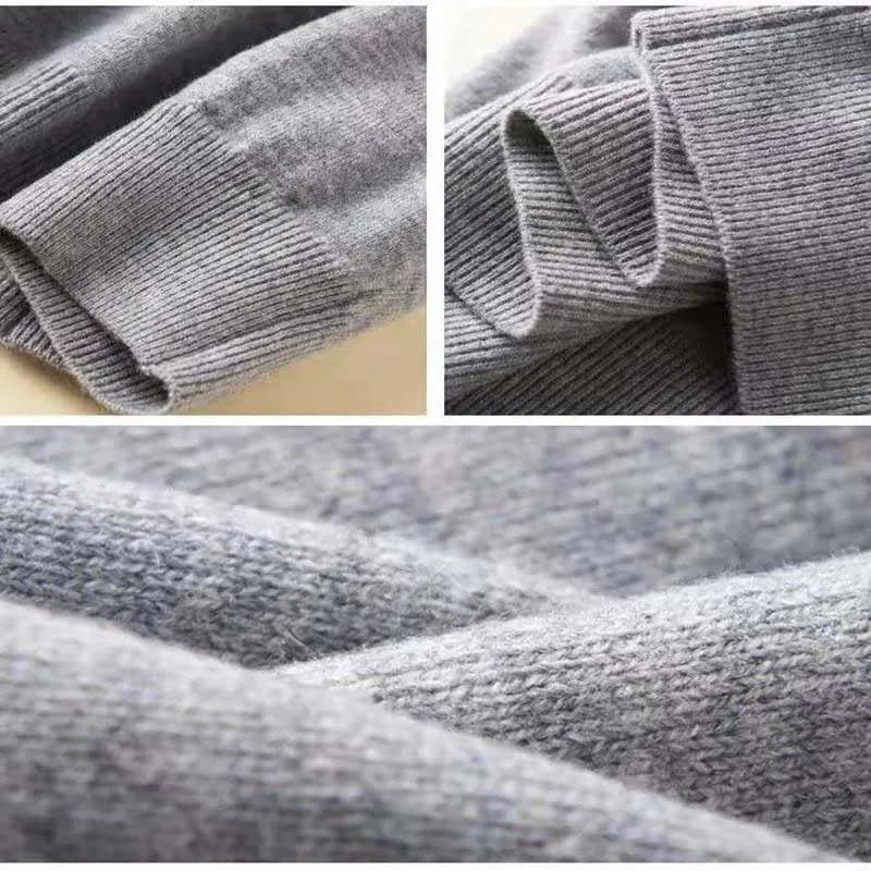 Wool Solid Men's Warm High Neck Knit Loose Long Sleeve Sweater Casual Pullover Sweater4