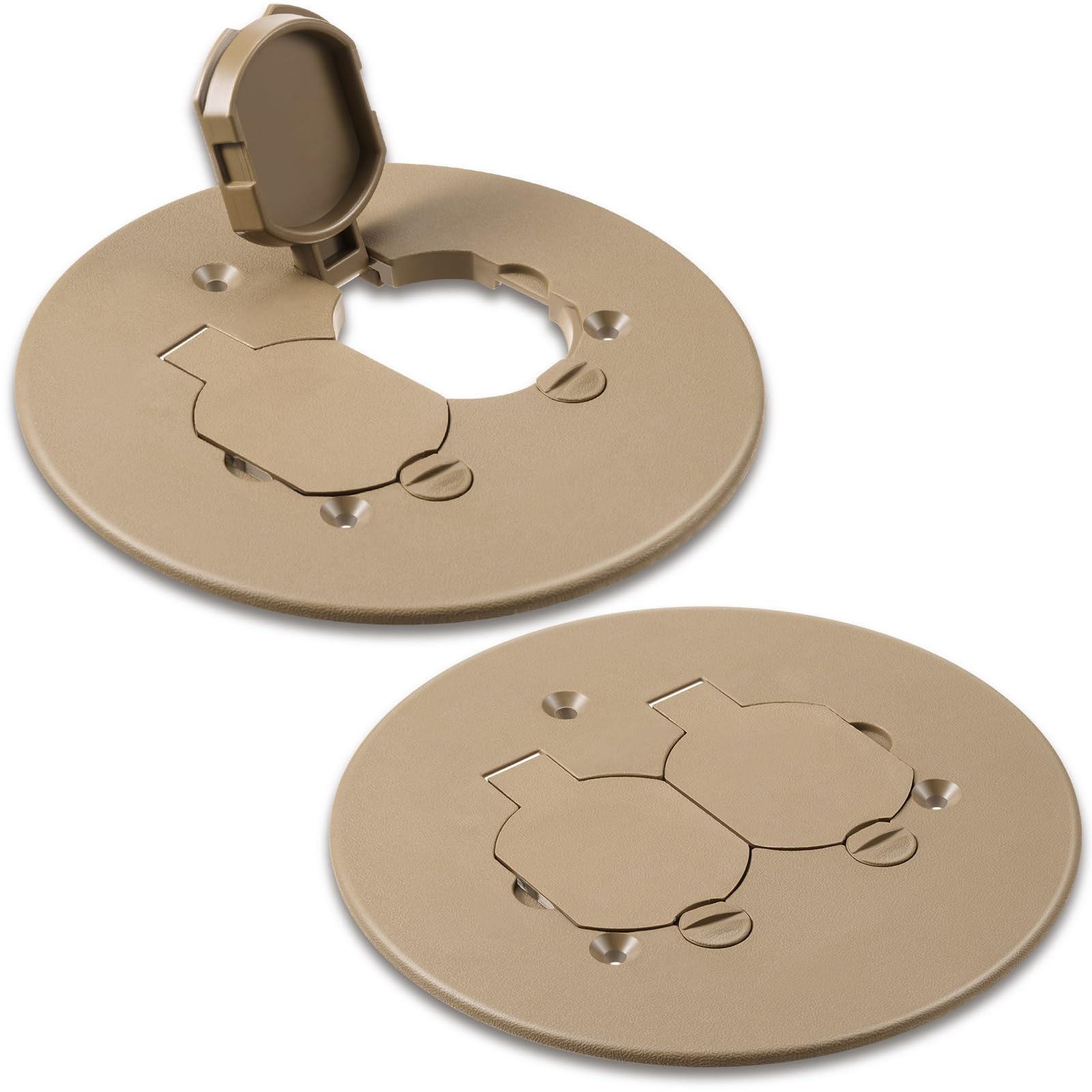 Photo 1 of Kingdder 2 Set Round Floor Box Cover 4" Diameter Plastic Duplex Floor Outlet Cover Plate Weatherproof Replacement for Countertop Home (Bronze)