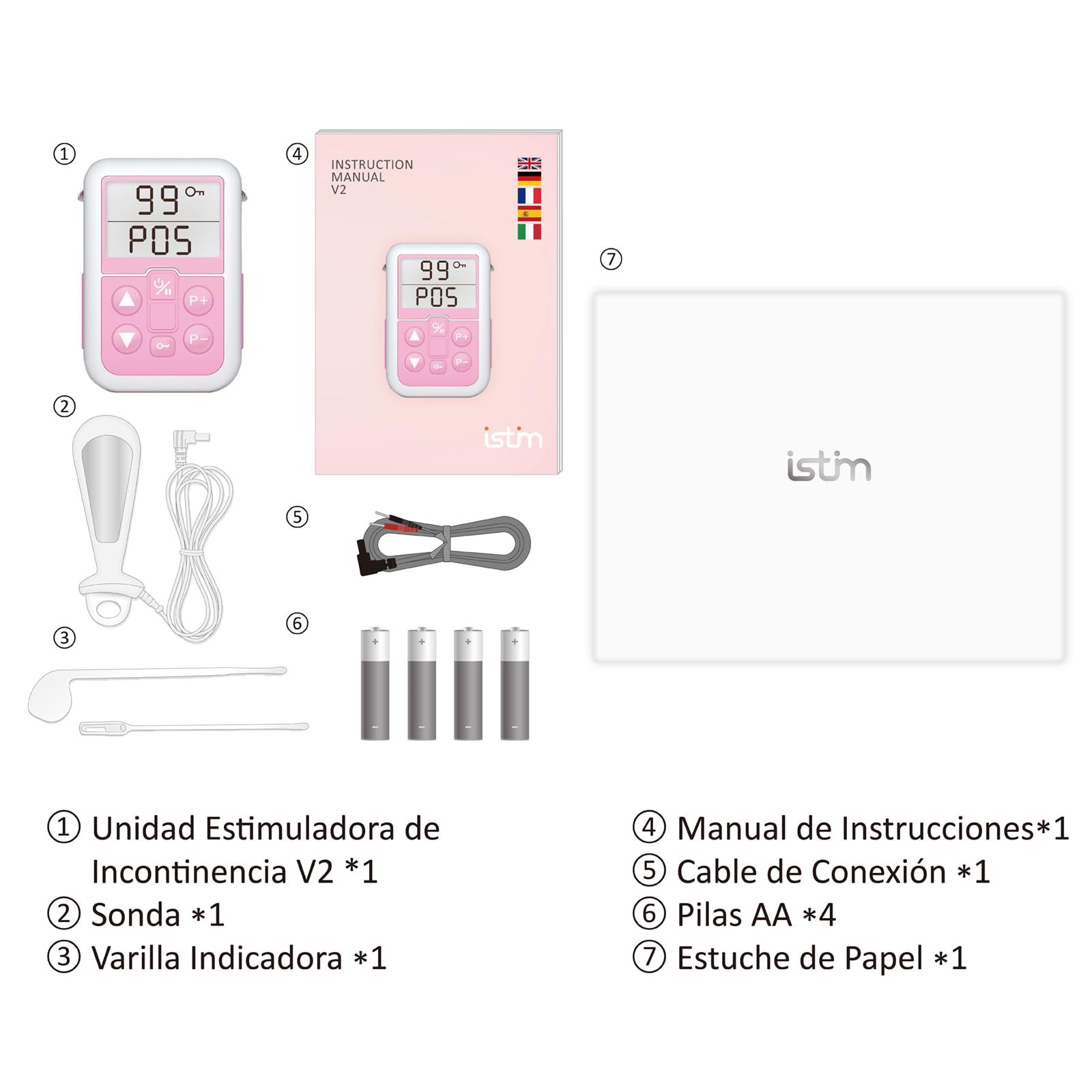 iSTIM Estimulador de incontinencia V2 Kegel Ejercitador con sonda para control de vejiga y suelo pélvico para mujeres EMS