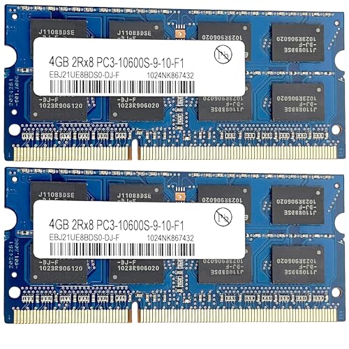 8GB [2X 4GB] Memoria RAM 2 módulos de 4GB Cada uno DDR3 SODIMM 2Rx8, 8 GB, 1333 MHz, PC3-10600S, 204 Pines 1.5V para Ordenador computadora Portátil Notebook Laptop 51CH040_2x4GB_8GB