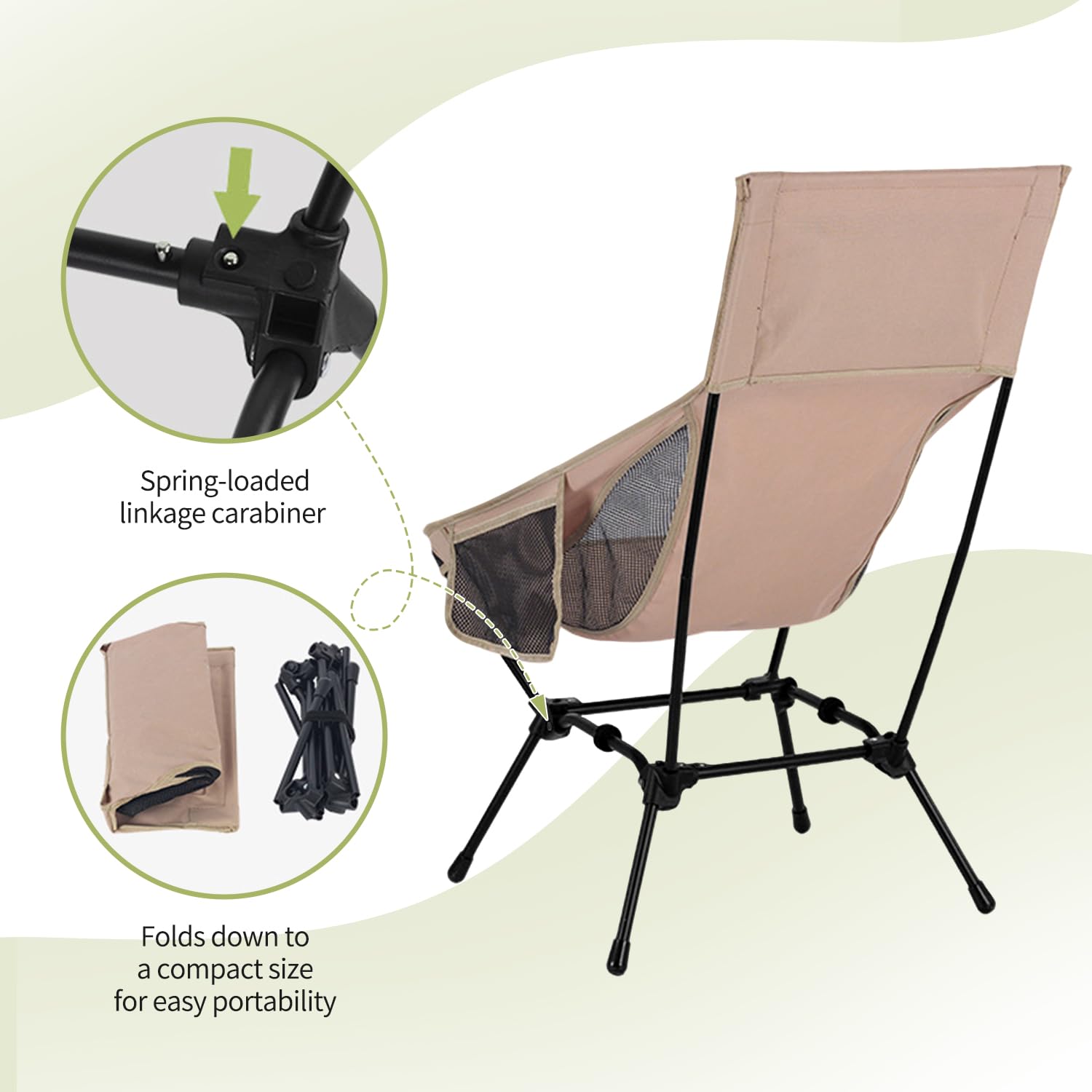 Fauteuil Camping,Fauteuil Pliant Camping,Chaise Pliable,Chaise de Plage,Chaise Pliante Exterieur, (Kaki)