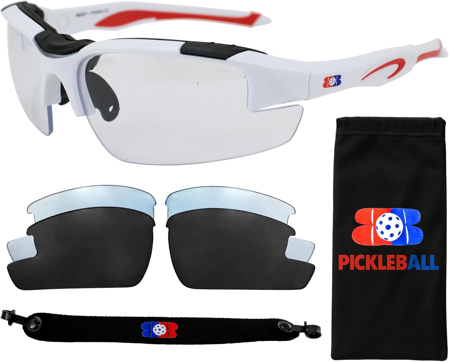 Birdz Dink It Pickleball Sunglasses Sport Safety Glasses 3 Lens Kit w/Adjustable Strap Impact Resistant Protective Eyewear for Tennis, Work & Sports