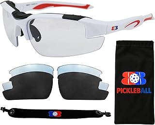 Birdz Dink It Pickleball Sunglasses Sport Safety Glasses 3 Lens Kit w/Adjustable Strap Impact Resistant Protective Eyewear for Tennis, Work & Sports