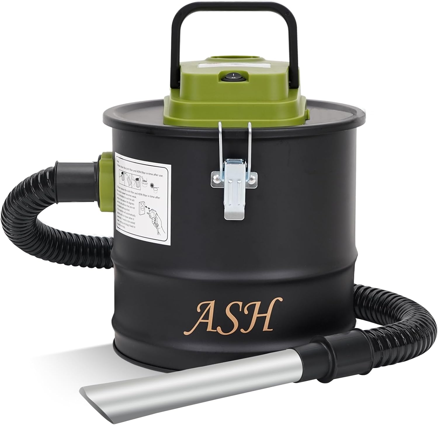 Ash Vacuum Cleaner -2.6 Gallon Fireplace Ash Vac with 800w Powerful Hose Non-Woven Dust Separator | Dry Stove Vacuum for Fireplaces Pellet Grill Wood Stove Fire Pits Green Green 10L (2.6 gallons)
