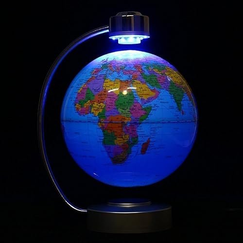 Miniatura 10 de Globo flotante de levitación magnética NHSUNRAY 8 pulgadas bola giratoria de levitación LED iluminado mapa del mundo tierra para escritorio oficina