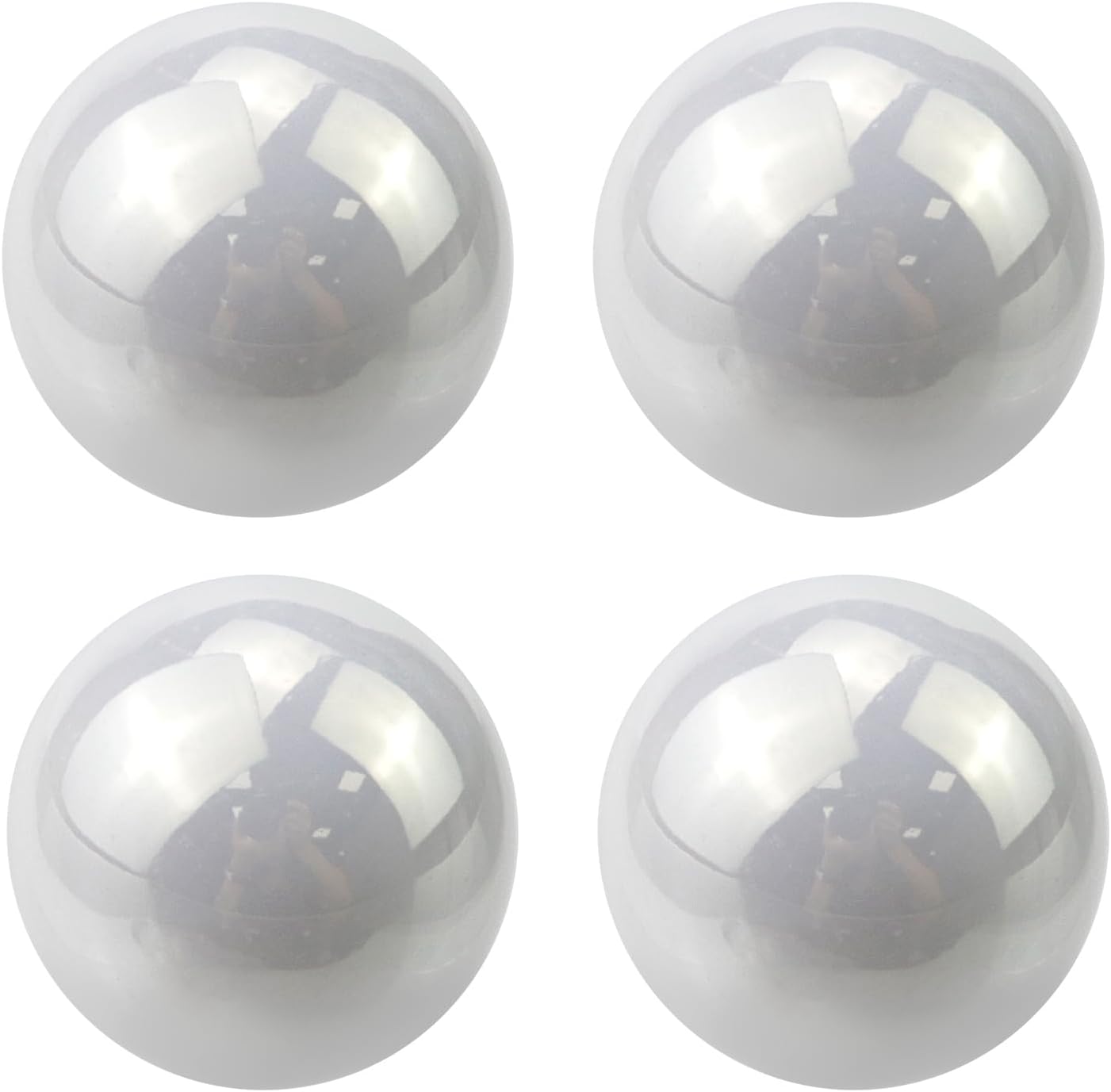 4Pcs Ceramic Drawer Knobs 1.5 Inch Round Solid Ball Knobs Single Hole Bright White Pearl Knob Decorative Cabinet Pulls