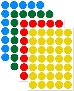1400 PCS 1 Inch Round Color Coding Dot Stickers Labels - 4 Assorted Colors Red, Blue, Yellow, Green, Semi-Gloss Writeable Circle Dots for Office, School, Garage Sale, Moving, Filing & Organizing