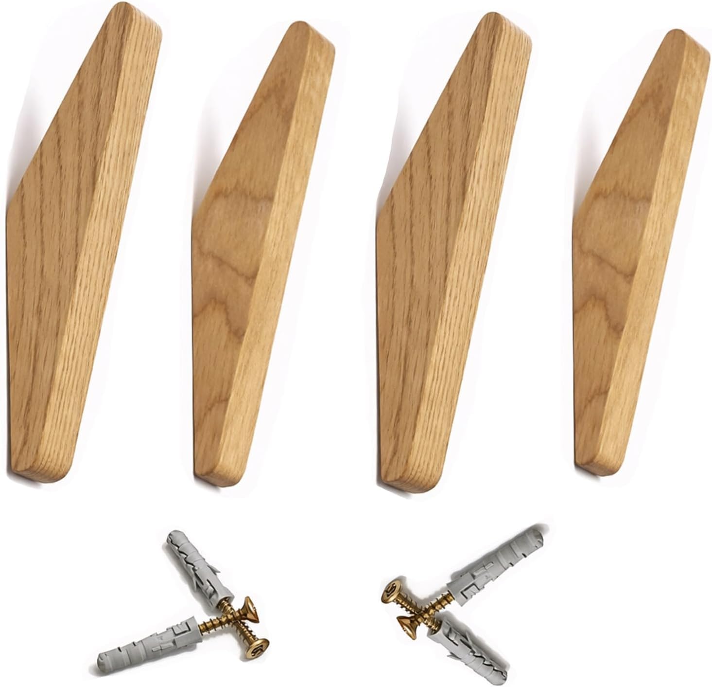 Lot de 4 patères Porte manteau mural bois,5.3in*1.57in Crochets muraux en bois,Design minimaliste bois, Surface polie et huilée, pour Cuisine et Chambre