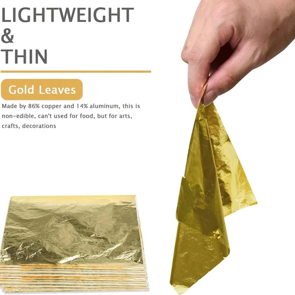100-1000 Hojas de láminas de imitación de Pan de Oro para Manualidades, decoración de uñas, moldes de Silicona y Resina, fabricación de Joyas, Rellenos y decoración de Manualidades.