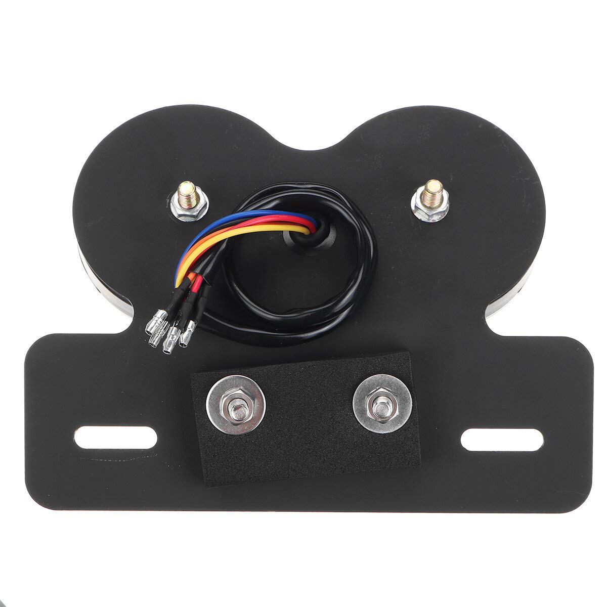 12V Moto Tail Light Led Frein Arrière Indicateur Plaque D’Immatriculation Lampe Rouge - Noir