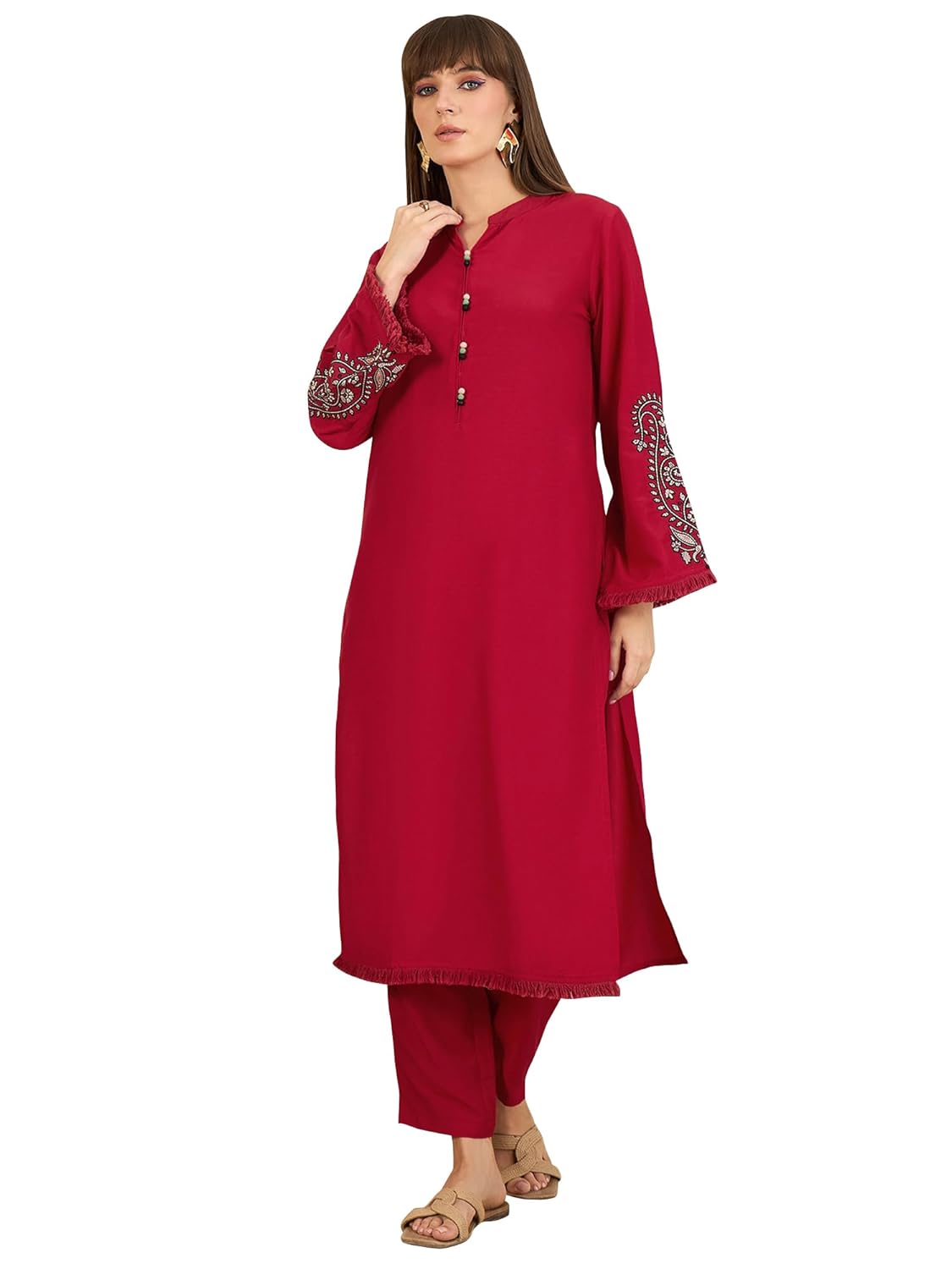 INDO ERA Women’s Silk Blend Embroidered Straight Kurta Pant Set (IESTR6841) INDO ERA Women’s Silk Blend Embroidered Straight Kurta Pant Set (IESTR6841)