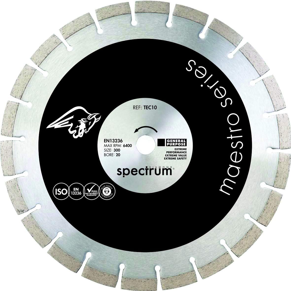 Spectrum 10mm General Purpose Diamond Blade - 115/22.23mm, Multi-colour