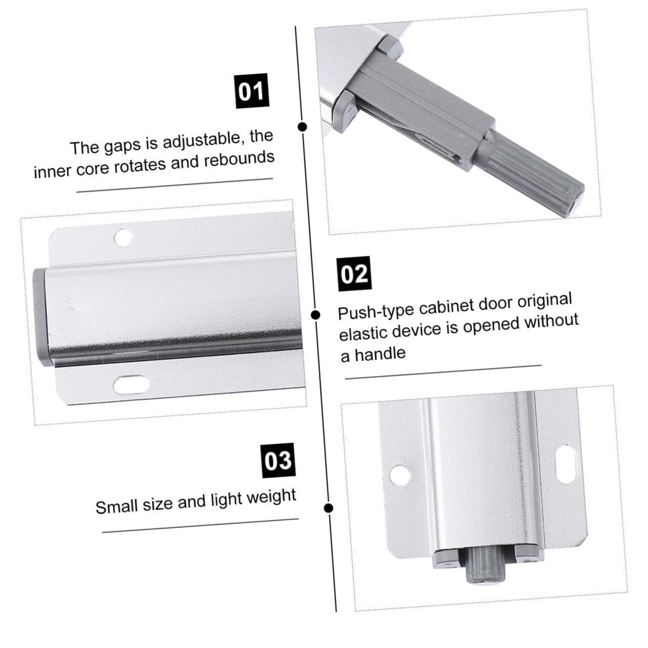 25 Piezas Unidades Pestillos para Puertas de Armario Cierre Push To Open con Integrado Duraderos y Seguros para Cocinas y Armarios Diseño Compacto y Resistente de Aluminio Color