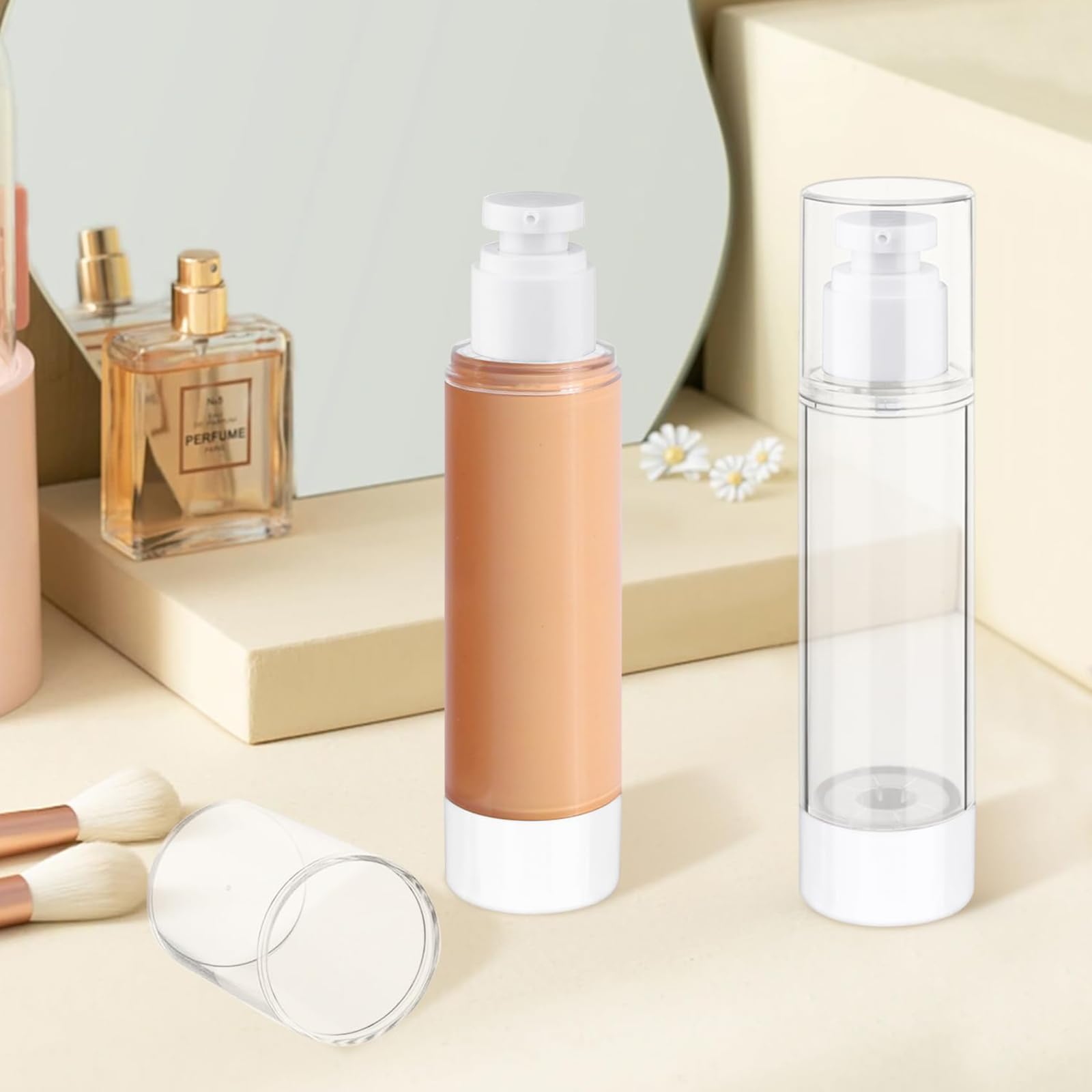 Mikinona Contenitore per Fondotinta da Viaggio Pompa per Bottiglie, Flacone per Cosmetici di Perdite 200 Ml, Dispenser Portatile per Lozione e