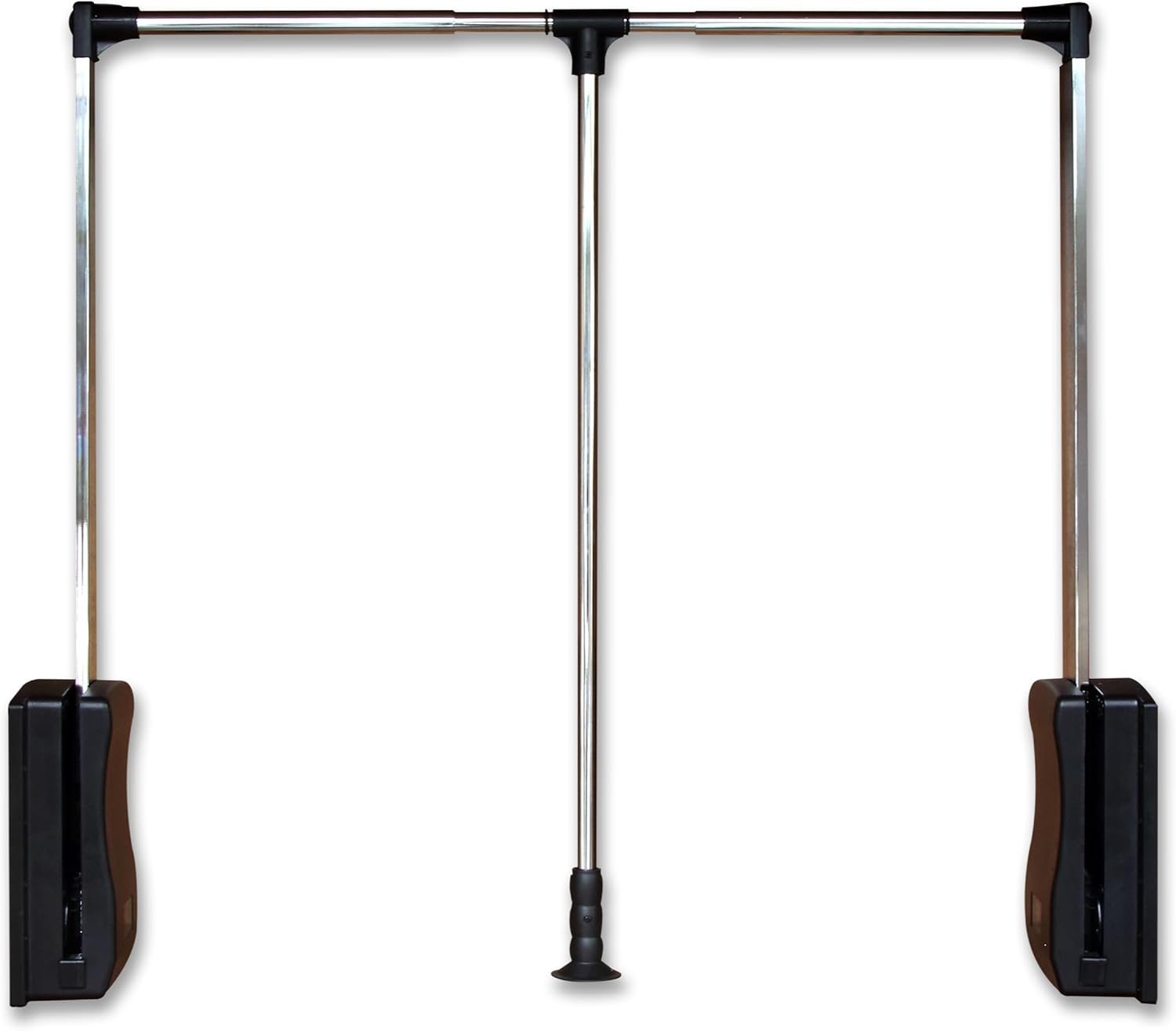 Pull Down Closet Rod 26"-35", Adjustable Side Mounted Closet for Kitchen Bedroom High Cabinets, Chrome, Two-Way Buffering Side, Heavy Duty Load Capacity