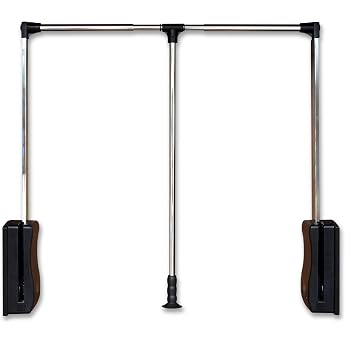 Clothes Lift for Wardrobe Extendable Clothes Rail Wardrobe Chrome-Plated Aluminium Alloy Two-Way Buffering Side for High Wardrobes 89-120 cm