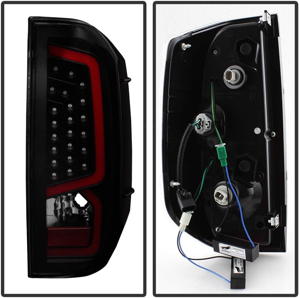 ACANII - For 2014-2021 Toyota Tundra Pickup Black Smoked LED Tube Tail Lights Brake Lamps Set Replacement Left+Right