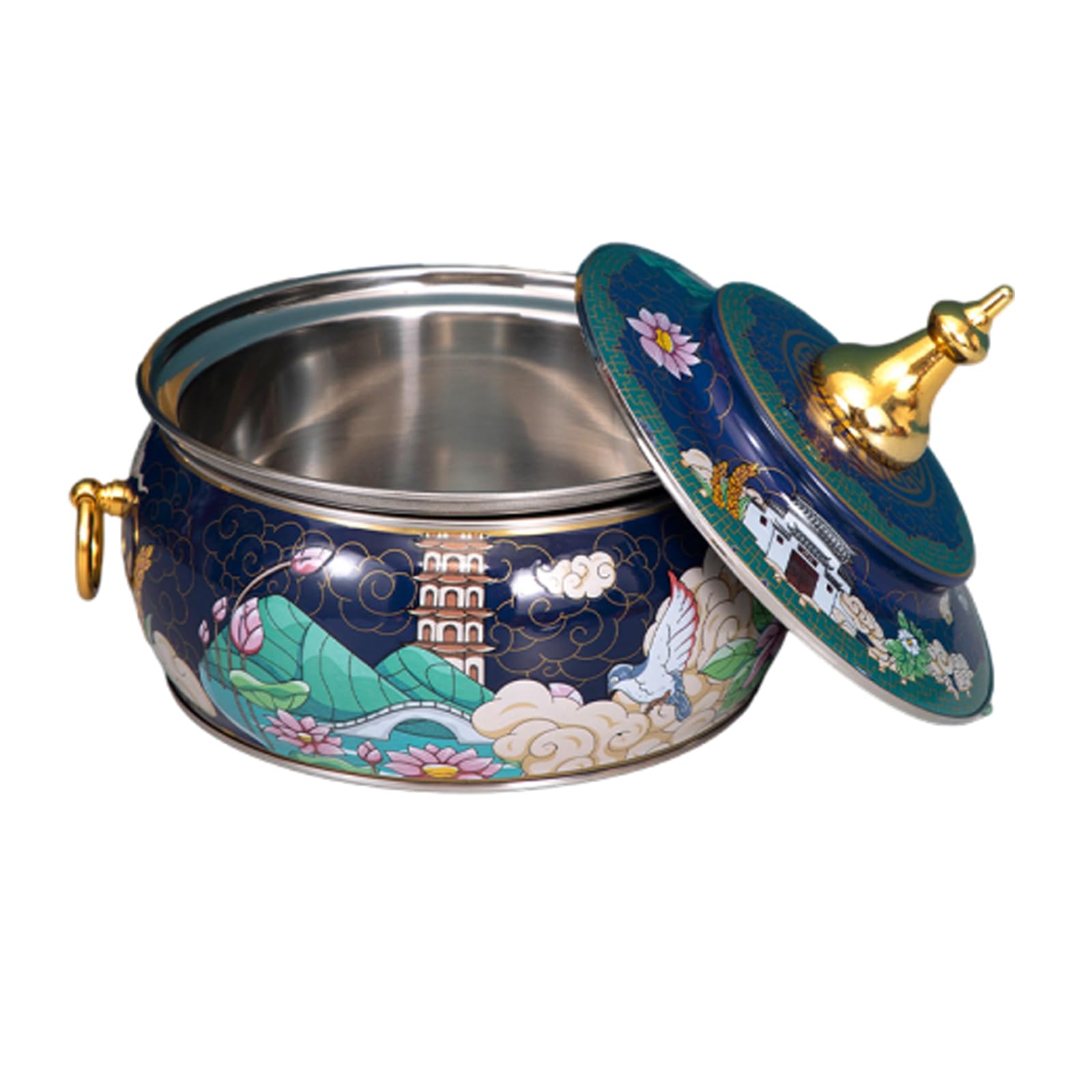 asdchZen Hot Pot Beijing Chinese Copper Chafing Dishes Single Person Small Copper Potshabu Shabu Pot Cloisonne Hot Pot For Electric Induction,E,E