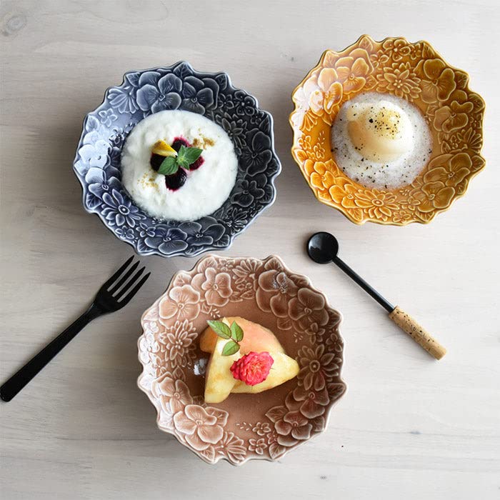 Amazon.co.jp: セラミック藍 ルリエフ サラダボウル rose サイズ:約W15