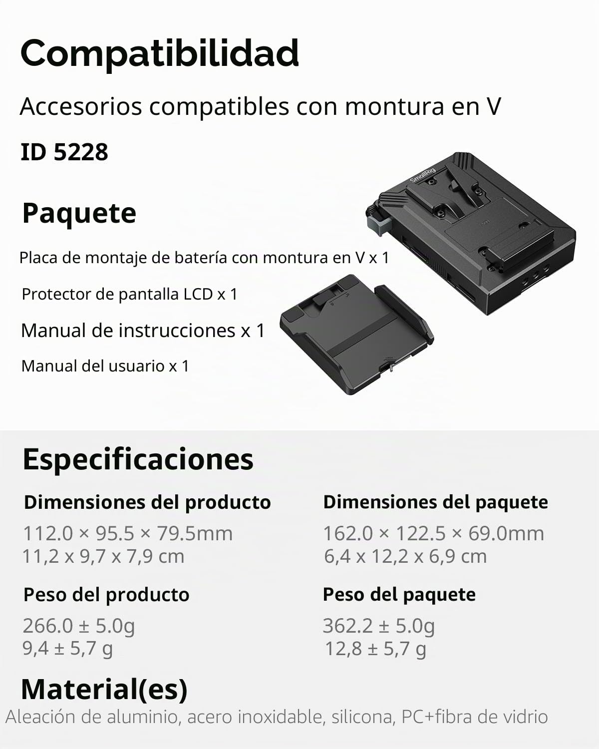 SMALLRIG V Mount Battery Plate,con Protector de Pantalla LCD, D-Tap/USB-C, Rig Compacto para Cámaras Mirrorless/DSLR, para Baterías NEEWER PS099E - 5228