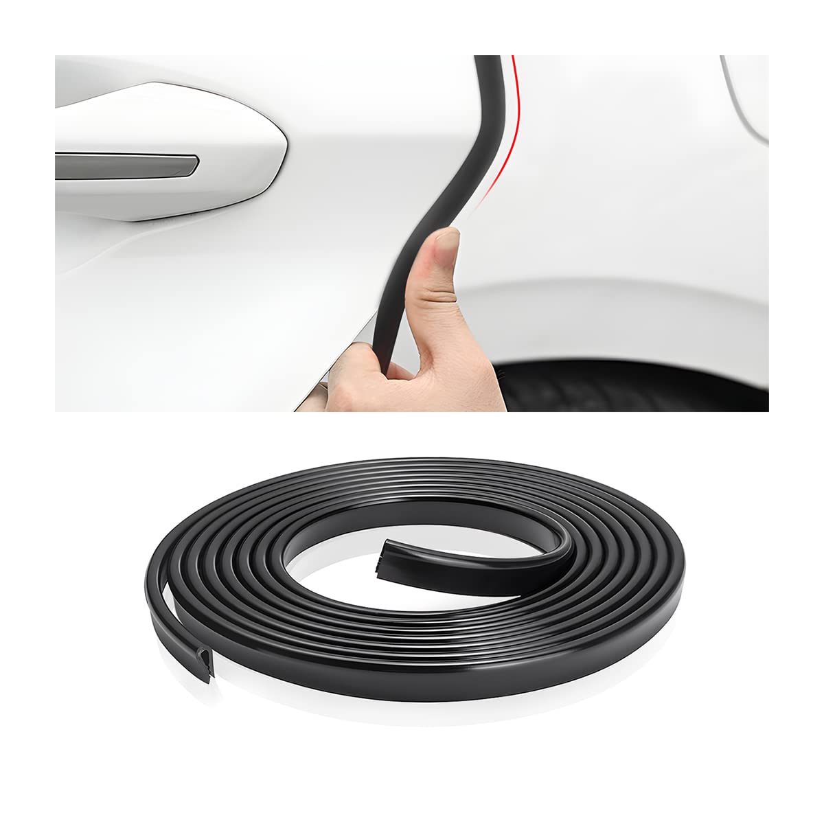 CGEAMDY U-Shaped Soft Car Door Edge Protector, 500CM DIY Edge Trim Sealing Strip, Anti-Scratch, Anti-Collision, Noise Isolation, Door Guard Strips Trim Molding (Black)