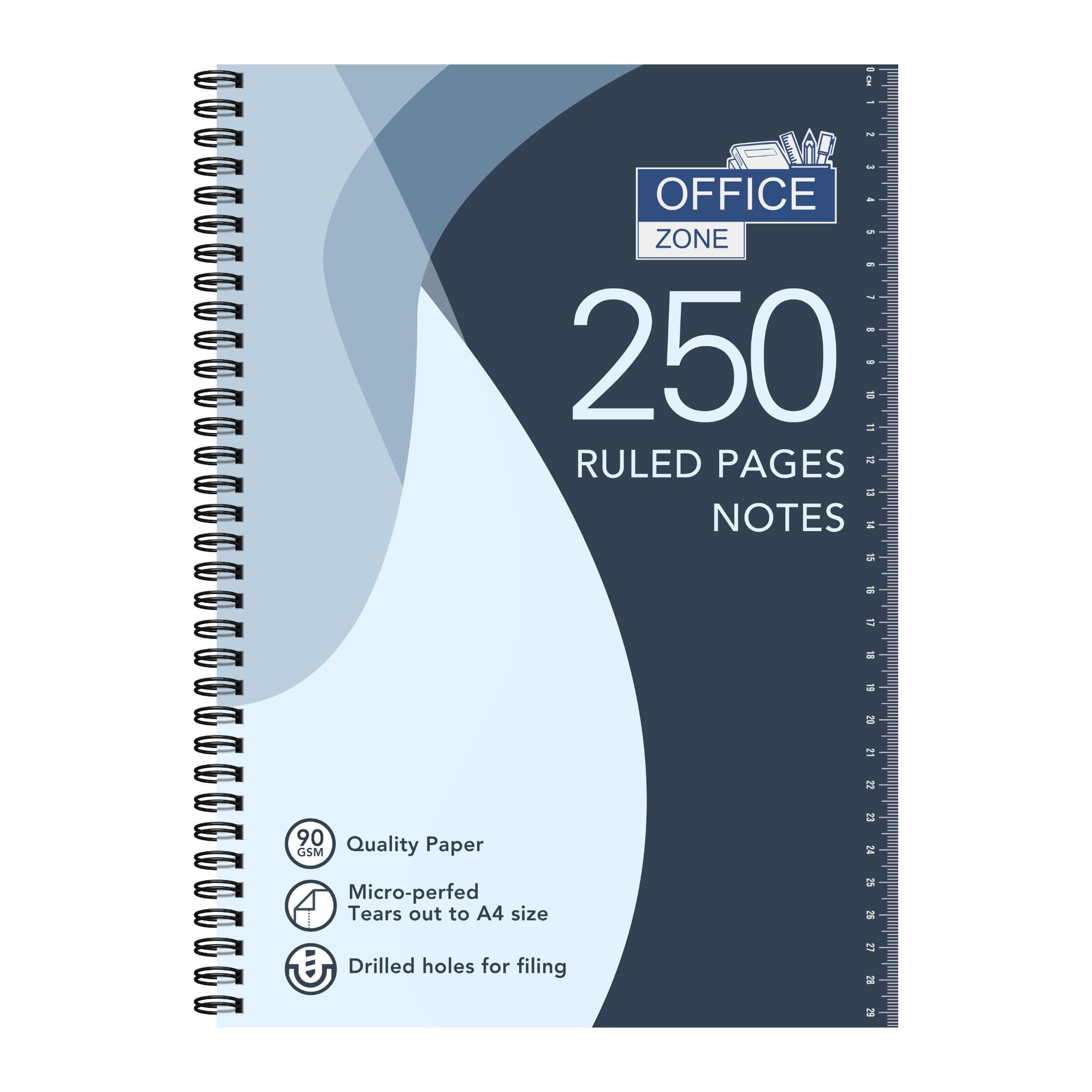 Sponsored Ad – 250 Ruled Pages Notebook | Premium 90gsm Quality Paper | Micro-Perforated Tear-Out Sheets to A4 Size | Drilled Holes for Filing | Integrated Ruler Scale on Front Cover
