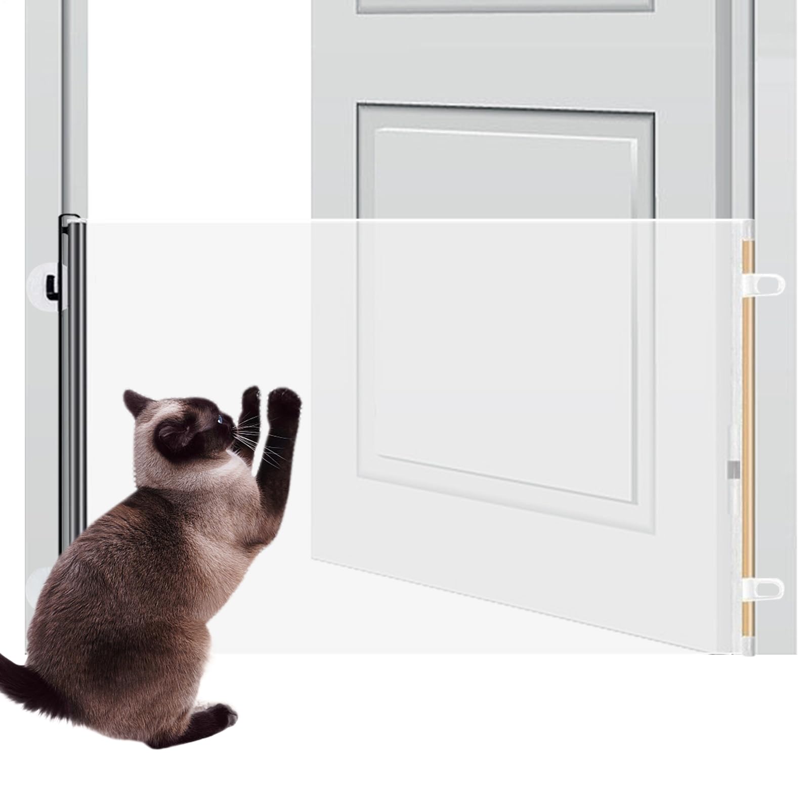 Cat Gate Indoor - Safety Barrier Retractable | Safety Gates for Pets | for Toddler Kitten Bunny Animals Hallway Porch Garage Bedroom Kitchen Living Room Apartment