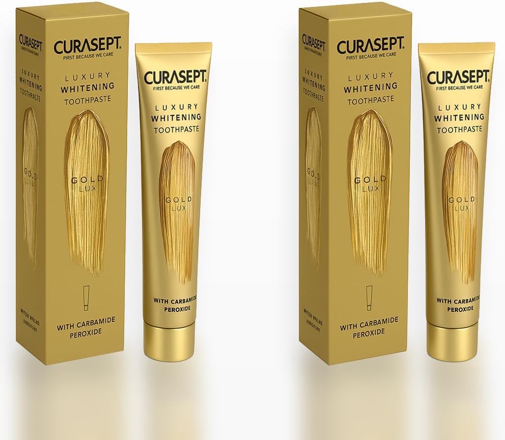 Curasept Dentifricio Sbiancante per Denti Professionale 75ml (2 pezzi) - Formula Smacchiante Intensiva per Macchie di Caffè e Fumo - Protezione Smalto e Alito Fresco -