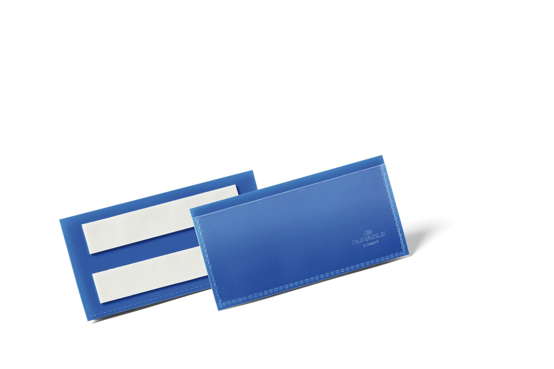 Durable Blue Adhesive Ticket Holder Document Pockets | 50 Pack | 100 X 38Mm |