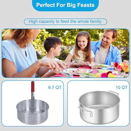 Miniatura 7 de Kit de freidora de pescado para exteriores de 10 cuartos de galón olla de aluminio resistente y canasta de 6.7 cuartos de galón, freidora de propano