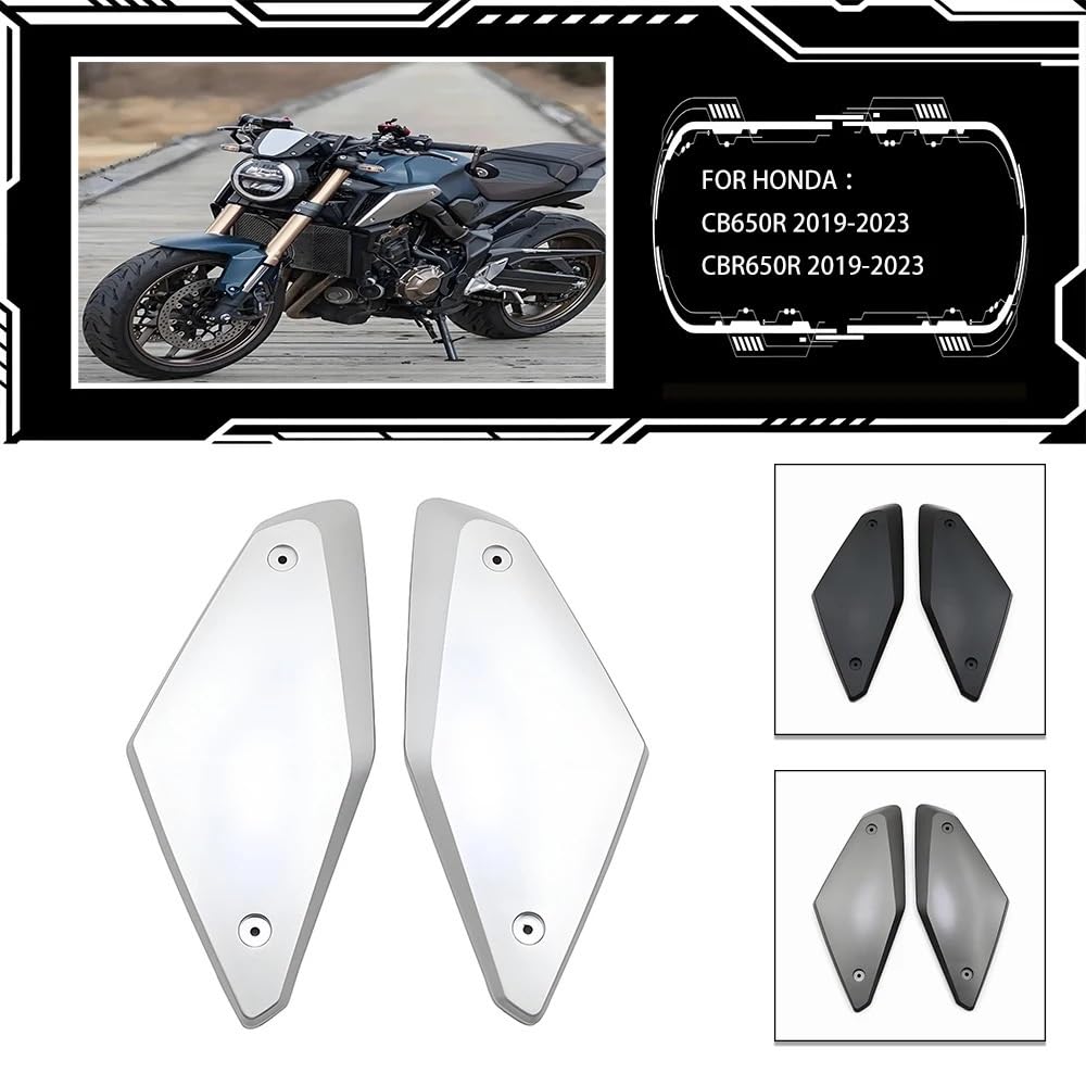 Płyta ochronna zbiornika Pasuje do CB650R CBR650R 2019-2023 osłona rury wlotowej motocykla korek wlewu paliwa obudowa Protector Panel boczny owiewka(Silver)