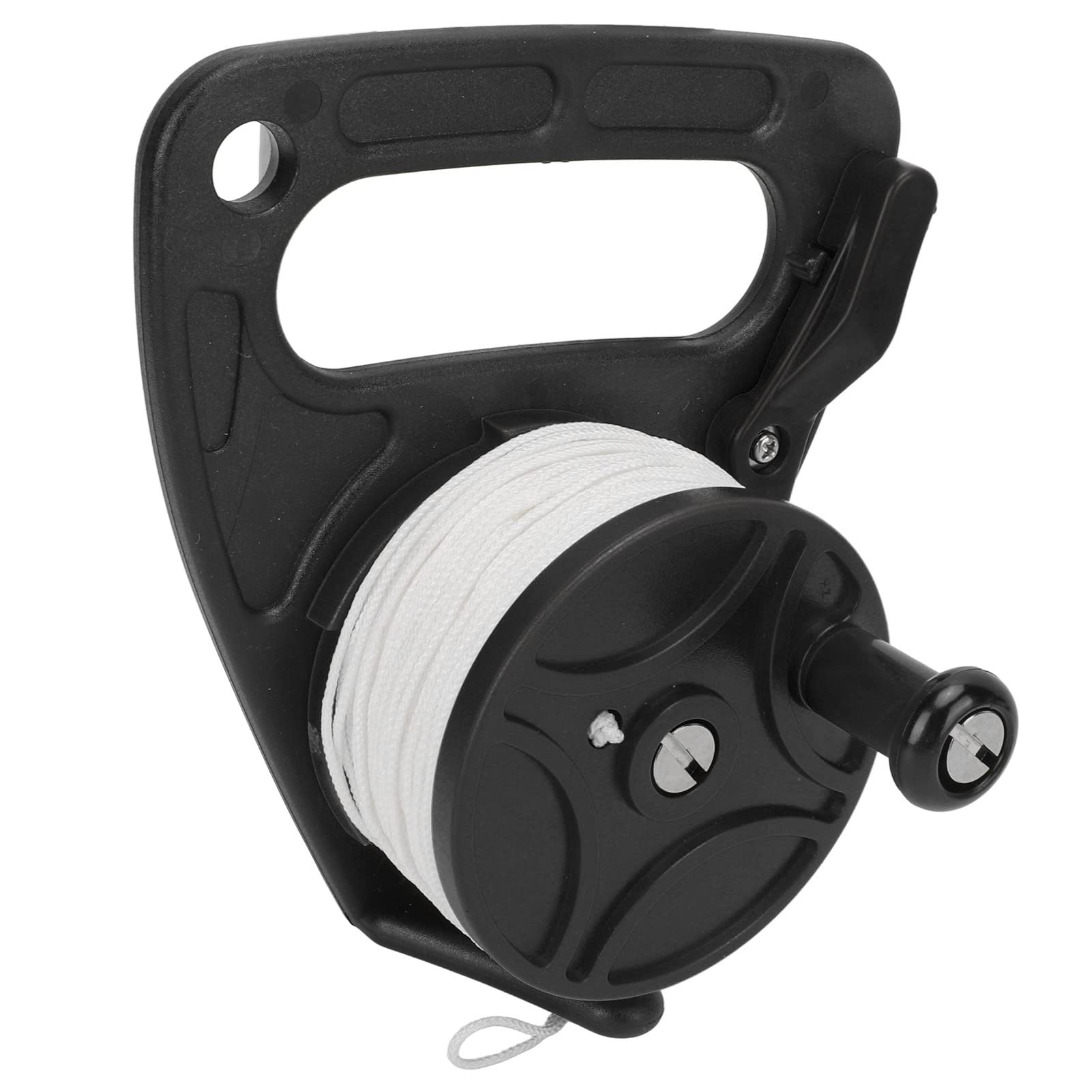 Diving Reel Spool Efficient Dive Rope Reel for Cave Exile Diving with 46m White Wire for Snorkeling and Water Sports (Black Pulley)