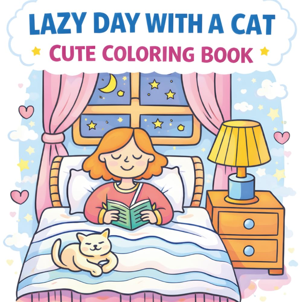 Lazy Day with a Cat: Cute Cat Coloring Book for Relaxation | Adorable Cozy Cats for Stress Relief and Fun