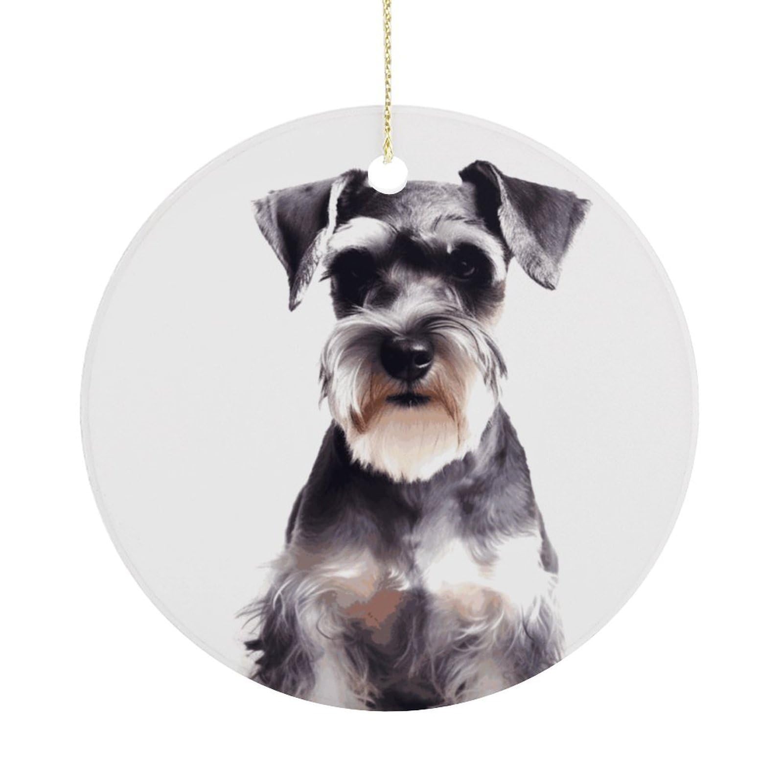 Well-Behaved Schnauzer Christmas Ornaments Colorful Round Ceramic Ornament Christmas Hanging Decor Christmas Tree Decorations Xmas Keepsake for Women Men Xmas Holiday Party