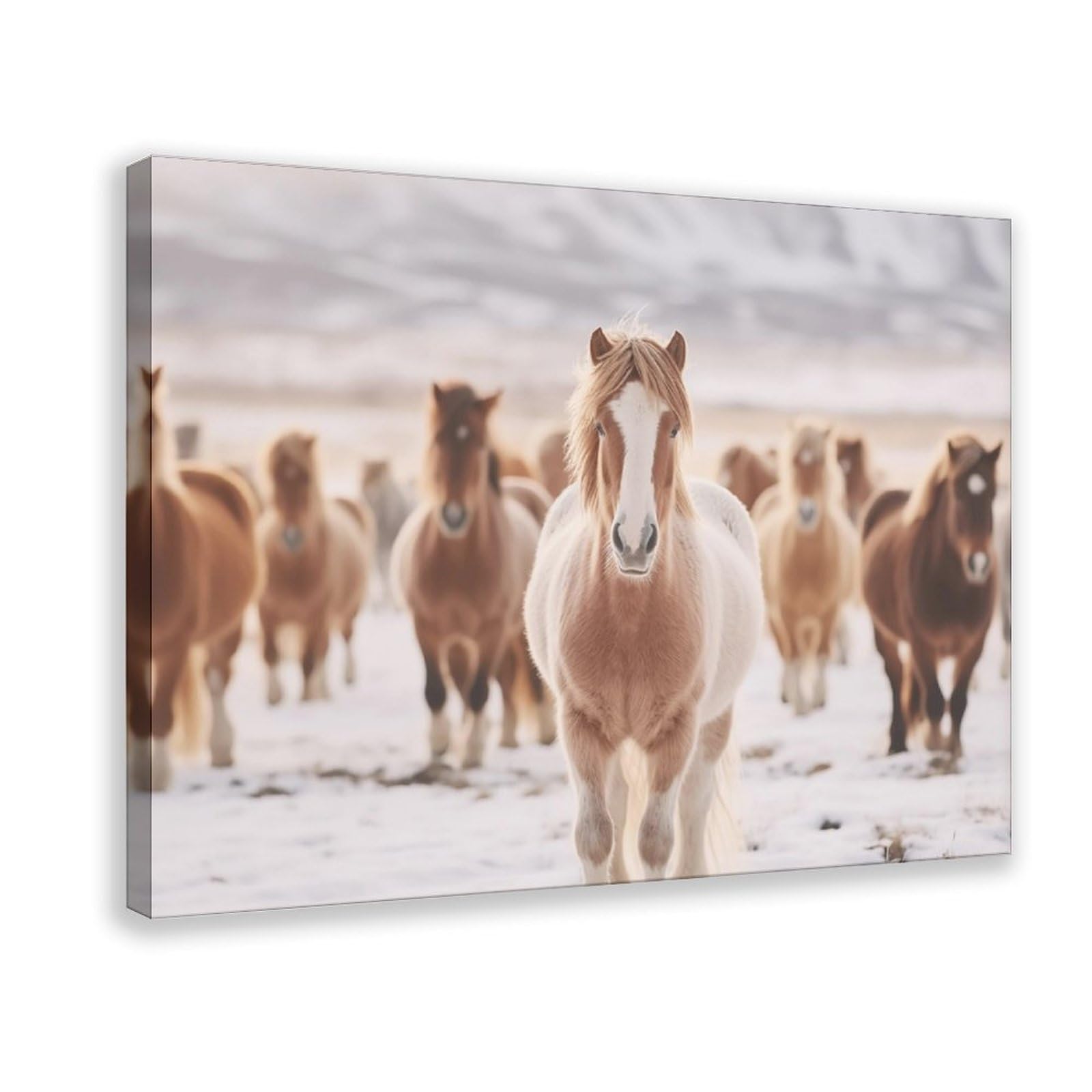 Bareronor Wild Horse Herd Poster (2) Canvas Poster Bedroom Decor Landscape Office Room Decor Gift 24" L X 36" W
