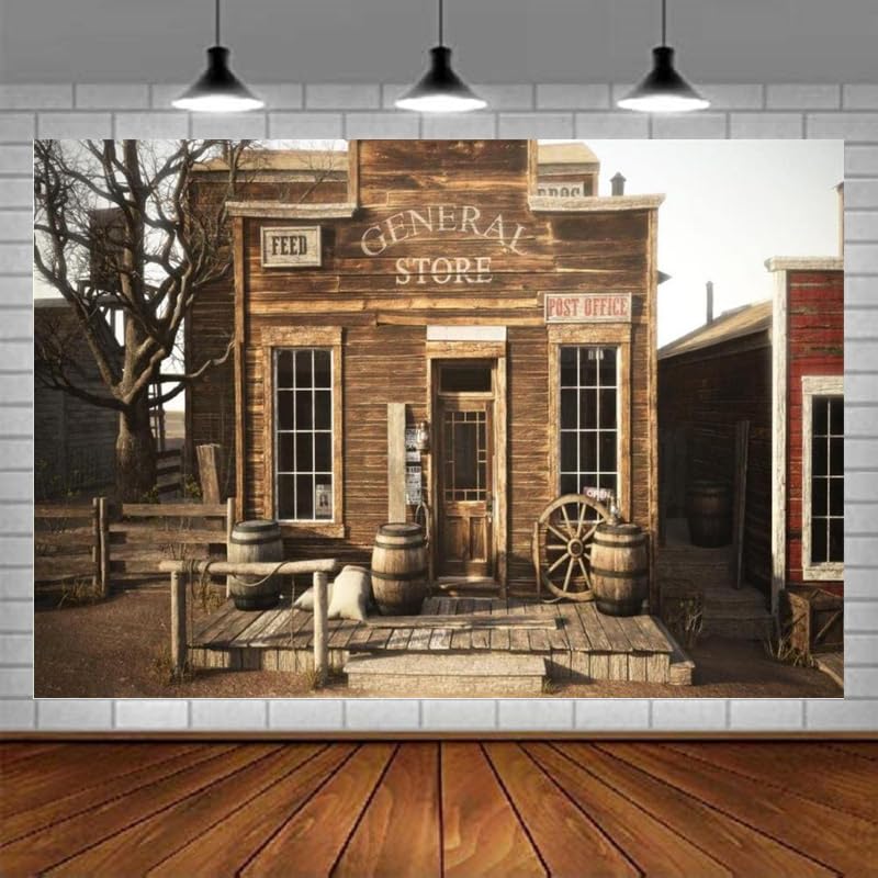 AOFOTO Vintage Western Hintergrund – 3x2,2 M, Wild West Holzhaus-Motiv Für Fotografie & Studio