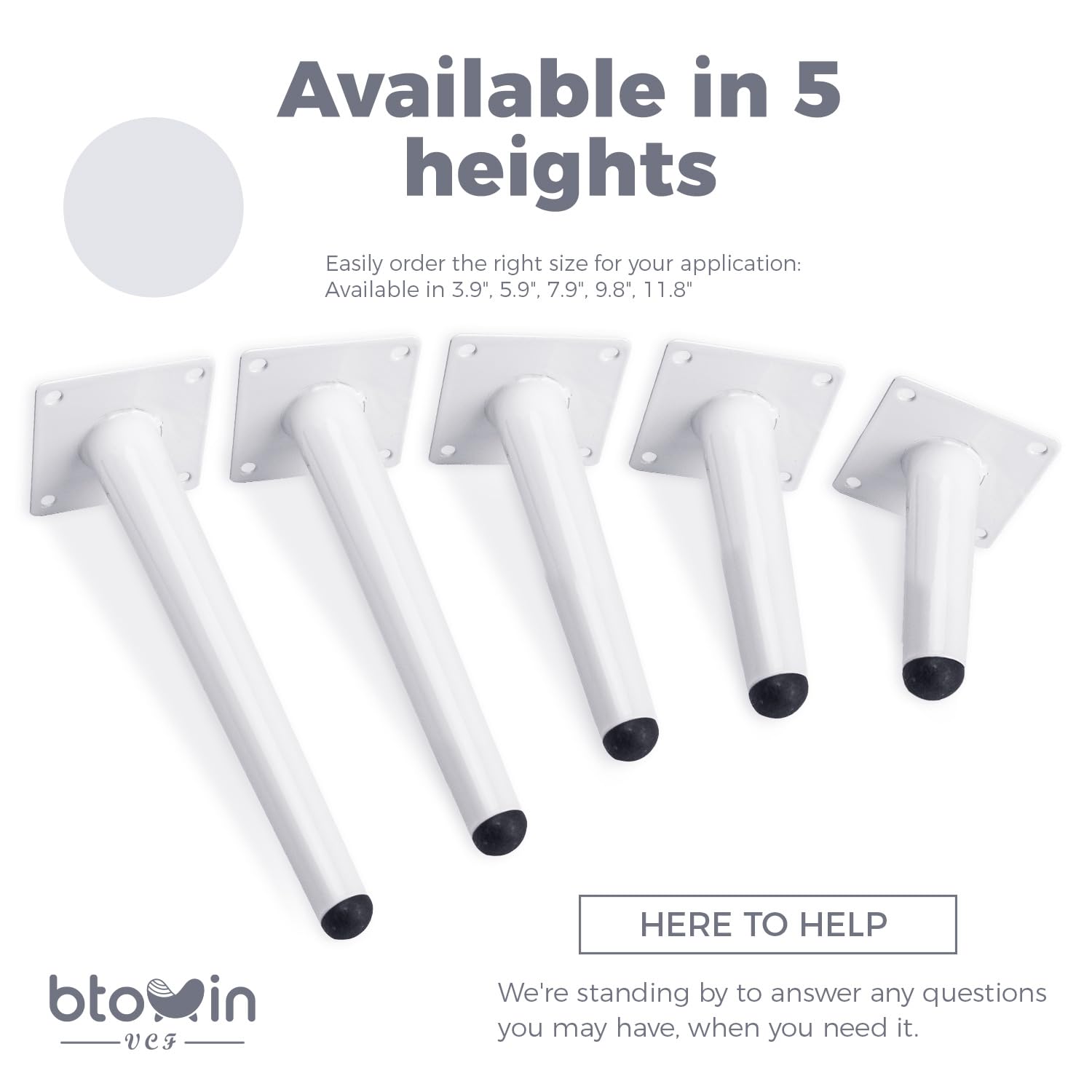 Btowin 8 Inch / 20cm Metal Furniture Legs, 4Pcs Modern Straight Tapered Furniture Feet - Image 4
