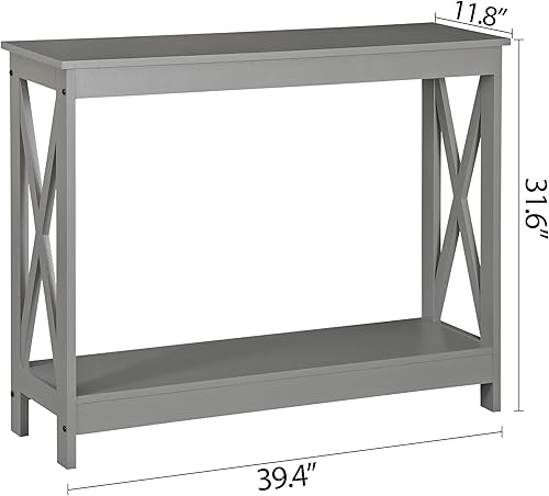 Miniatura 9 de Mesa auxiliar estrecha de 2 niveles para sofá, mesa de pared para pasillo, vestíbulo, mesa de sofá, mesa larga para sala de estar, color negro