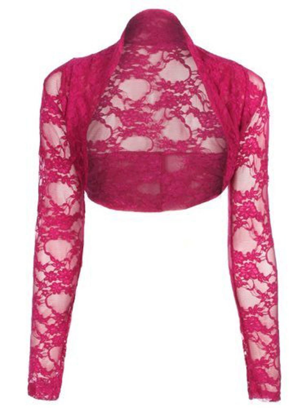 Divadames Womens Cropped Lace Shrug Ladies Bolero Cerise Size L/XL (UK 14-16)