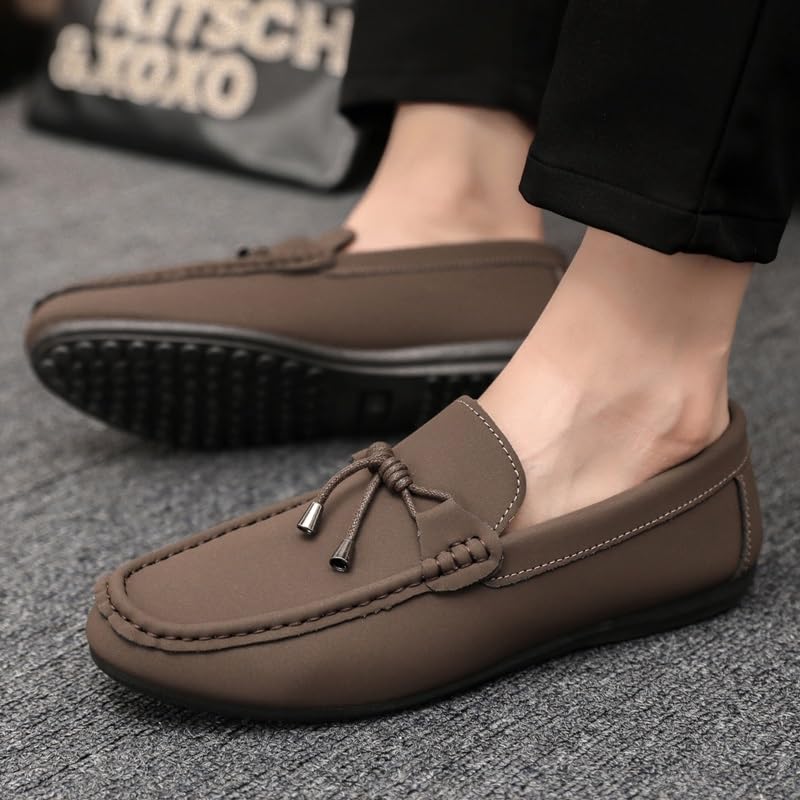 Men's Loafers Square Toe Solid Color Loafer Shoes Flat Heel Resistant Anti-Slip Walking Fashion Slip On4