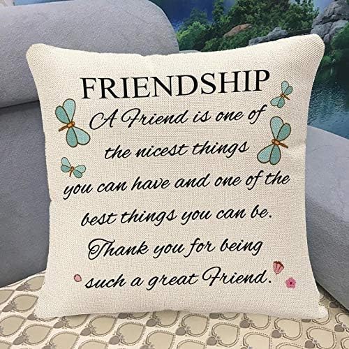 ZFENGYYUAN Cushion Cover Friendship Quotes A Friend is One of The Nicest Things To Friends,Throw Pillow Case Home Decorative for Living Room Bedroom Sofa Chair 18X18 Inch Pillowcase LINEN one side - Image 4