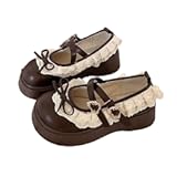 Women's Kawaii Lolita Chunky Mary Jane Shoes with Bow Cute Aesthetic Round Toe Goth Platform Dress Pumps Sweet Flats